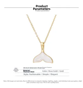 Detailed close-up of whale tail pendant in titanium steel with 40+5cm adjustable chain