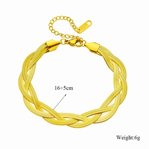 Detail of woven triple snake chain gold bracelet with K18 hallmark and clasp