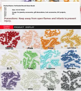 Dettaglio di perle di vetro tonde 4-10mm in 12 colori per la creazione di gioielli