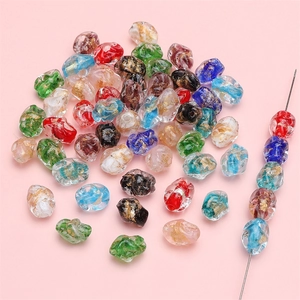 Irregular handmade foil glass beads in mixed colors for DIY jewelry and bracelet making