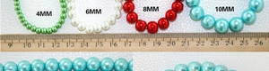 Detailed size comparison of 4-10mm imitation glass pearls for DIY jewelry making