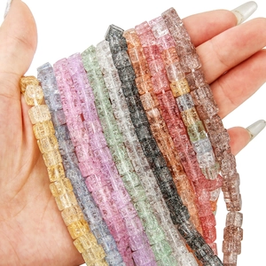 Quadratische Würfel Glasperlen Mit Crackle-Effekt Für Schmuckherstellung DIY Armbänder Halsketten Damen Handwerk Lose Perlen