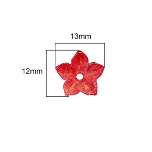 Perle fleur de cerisier en verre dégradé rouge pour bijoux 13mm x 12mm accessoire