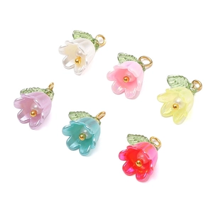 Maiglöckchen-Anhänger aus Acryl in 6 Farben mit Perlen für DIY-Schmuck und Halsketten