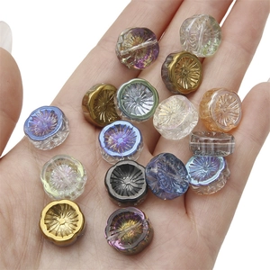 Icy aurora glass flower beads set in assorted colors for DIY jewelry making