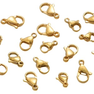 Bulk gold stainless steel lobster clasps for DIY necklace and bracelet jewelry making