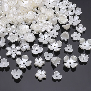 White ABS faux pearl flower spacer beads for DIY jewelry and hair accessories