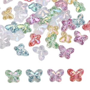Colorful acrylic butterfly beads with glitter and faceted cuts for DIY jewelry making