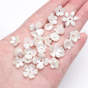 Pearlescent white ABS flower petal beads for handmade jewelry DIY craft accessories