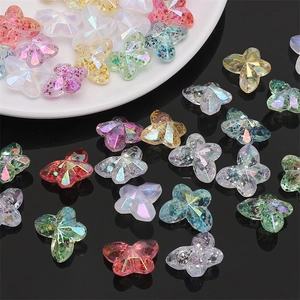 Acrylic Butterfly Loose Beads Aurora Glitter Multi-Faceted Beads For DIY Handmade Jewelry Bracelet Necklace Making Craft Accessories
