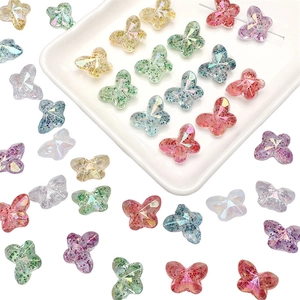 Colorful acrylic butterfly beads with glitter and AB coating for DIY jewelry making