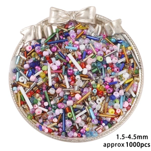 Kit de perles en verre colorées pour DIY bijoux avec 1000 pièces de 1,5 à 4,5mm environ