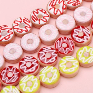 Bunte handgefertigte Glasur-Donut-Perlen für DIY-Schmuckherstellung und Armbänder