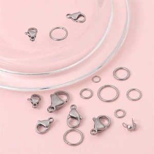 Fermoirs mousquetons et anneaux ouverts en acier inoxydable pour création de bijoux DIY