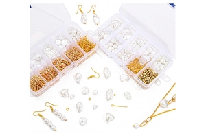 DIY-Schmuckset mit Barockperlen und Goldzubehör in einer praktischen Kunststoff-Organizerbox