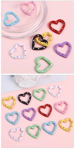 Détails de mousquetons en cœur à pois colorés pour accessoires de porte-clés DIY