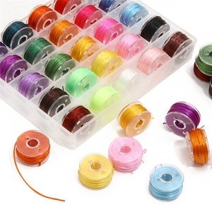 24-color elastic string set for jewelry making in a transparent 25-grid storage organizer