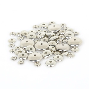 Polished silver CCB saucer spacer beads in assorted sizes for DIY jewelry making