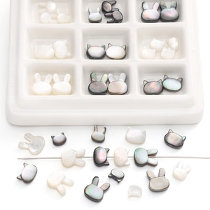 Perles de Coquillage Naturelles Irisées Forme d'Animal Mignon Lapin Tête de Chat Perles en Vrac Pour Bricolage Bracelet Collier Fabrication de Bijoux Accessoires Faits à Main