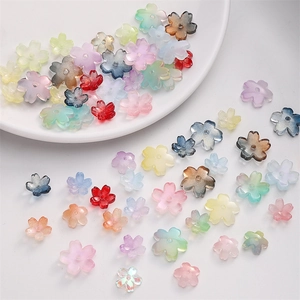 Colorful gradient cherry blossom flower glass beads for DIY handmade jewelry bracelets