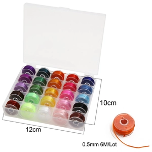 25-color 0.5mm elastic thread set for DIY jewelry making in a clear storage box