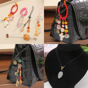 Pendentifs et colliers tissés main avec feuilles de jade et croix pour bijoux DIY