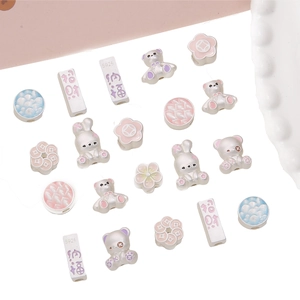DIY S925 silver bear and bunny charms with colorful enamel for jewelry making