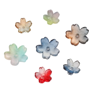 3D cherry blossom glass beads for DIY jewelry making in various translucent colors