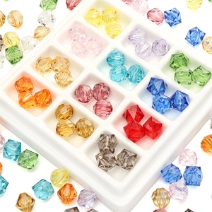 Perles en acrylique à facettes de 10mm rondes et cubiques pour création de bijoux DIY