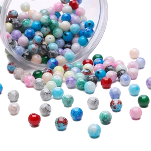 Colorful 8mm marbled glass beads for DIY jewelry making and handmade bracelets