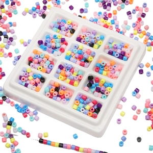 9-compartment storage box filled with colorful 4mm acrylic beads for DIY jewelry making
