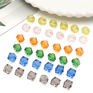 Perles Facettées en Acrylique Rond Rhomboïdal Forme Cube pour Bracelet de Bricolage Chaîne de Téléphone Bijoux Accessoires