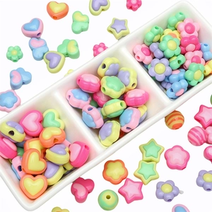 Colorful macaron acrylic beads set for DIY jewelry making including heart and star shapes