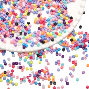 Mix of 4mm colorful matte acrylic cylinder beads for DIY jewelry and bracelet making