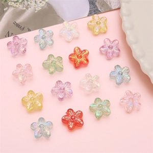 Bunte Acryl-Blumenperlen mit AB-Iris-Beschichtung für die DIY-Schmuckherstellung