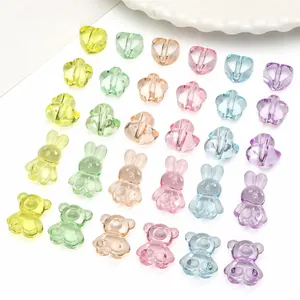 Perles en Forme d'Acrylique Transparentes Couleurs de Bonbons Mixtes Coeur Ours Lapin Fleur Canard Perles Pour DIY Chaîne de Téléphone Porte-Clés Accessoires Création de Bijoux