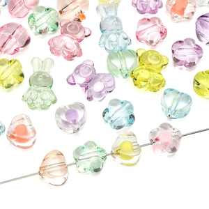 Perline acriliche trasparenti colori pastello per gioielli fai da te orso e cuore