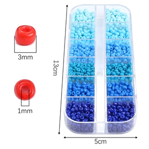 Kit de perles de rocaille bleues 12 compartiments pour création de bijoux DIY
