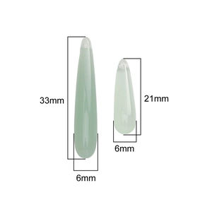 Translucent pale green resin faux jade teardrop beads for DIY jewelry making in two sizes