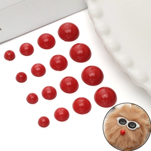 Mezze perle rosse in acrilico a fondo piatto per fai da te di peluche e bambole