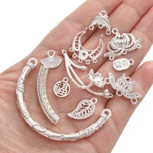 Silver alloy curved tube charms and traditional pendants for DIY jewelry making