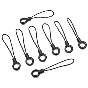 7er Set langlebige schwarze Nylon-Lanyards mit Acrylringen für Handys und Taschen