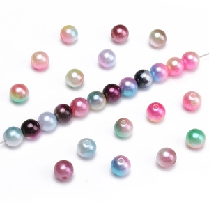 Rainbow ABS pearls with metallic luster and pre-drilled holes for jewelry DIY