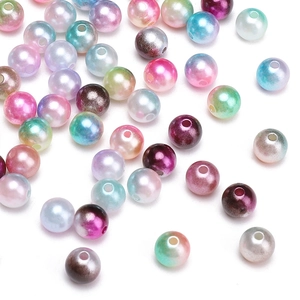 Multi-colored pearlescent ABS plastic beads with holes for DIY jewelry making