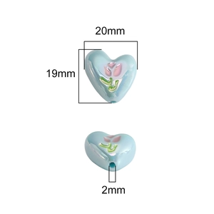 Light blue heart tulip acrylic beads for DIY handmade jewelry making 20mm charms