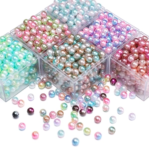 ABS Round Imitation Artificial Pearl Beads Gradient AB Color Loose Spacer Beads For DIY Jewelry Making Bracelet Necklace Handcraft
