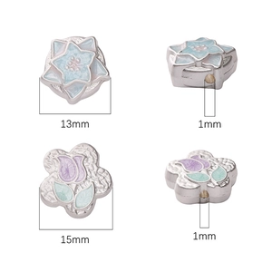 13mm star and 15mm tulip alloy enamel flower beads with 1mm hole for DIY jewelry making