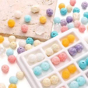 Perles en résine pastel aux motifs lotus et lapin pour la création de bijoux DIY