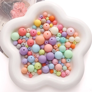 Frosted Acrylic Round Beads Macaron Solid Color Matte Spacer Beads For DIY Necklace Bracelet Jewelry Making Handmade Accessories