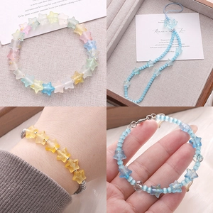 Star-shaped acrylic beads with gold foil for DIY jewelry making and phone straps